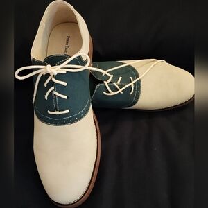 Perry Ellis Portfolio Natural & Navy Men's Saddle Shoes 13 M